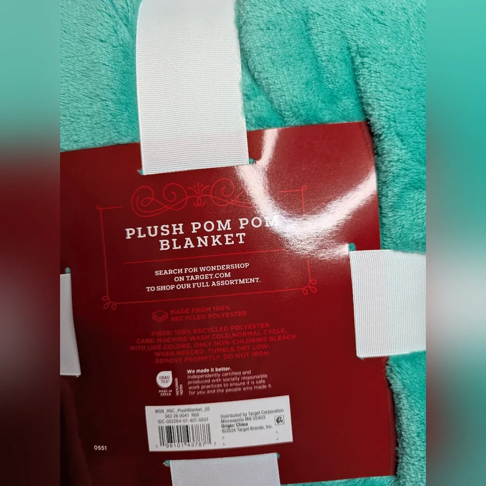 NWT Target Wondershop Plush Pom Pom Blanket